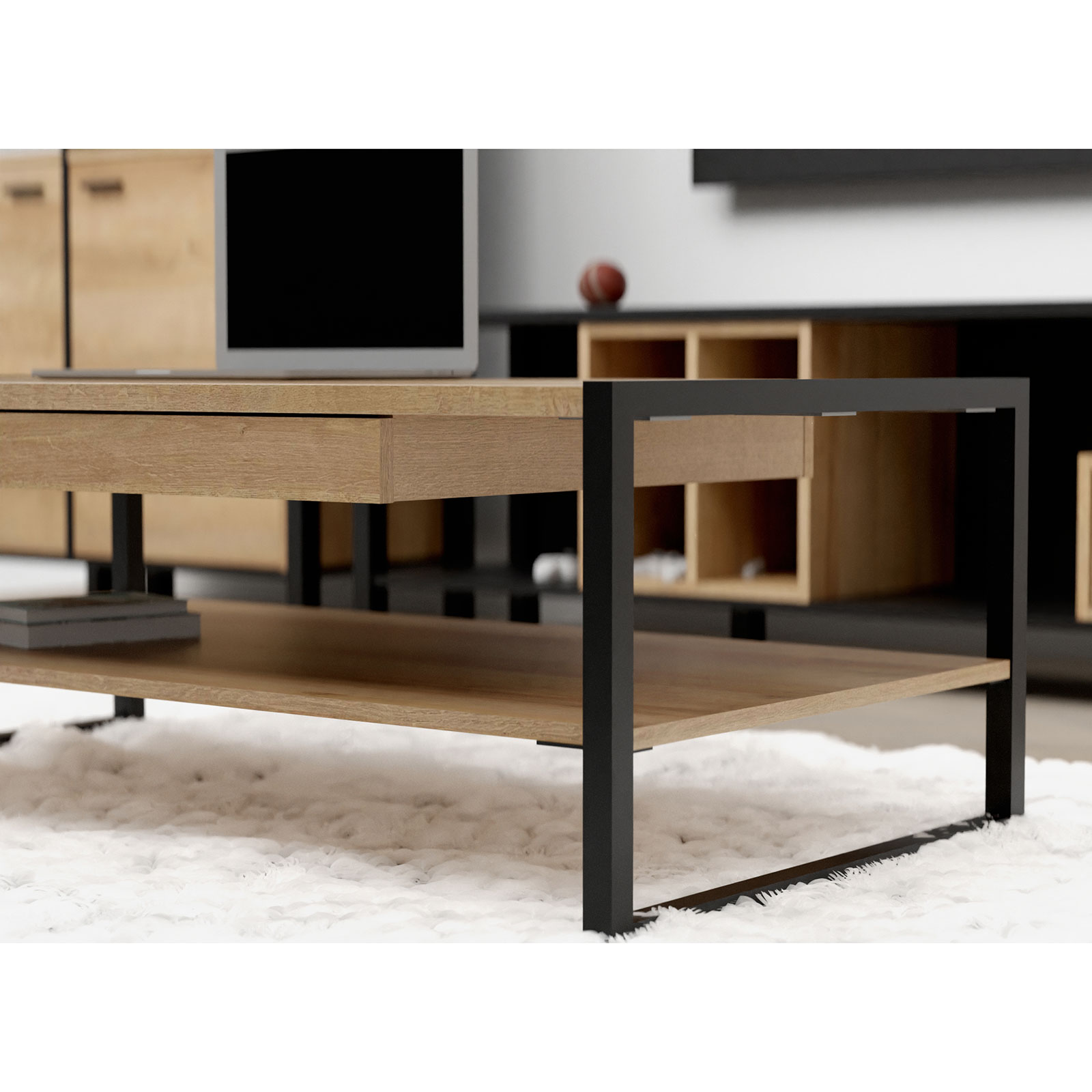 Couchtisch - Eiche schwarz - Riviera Eiche - 110 cm