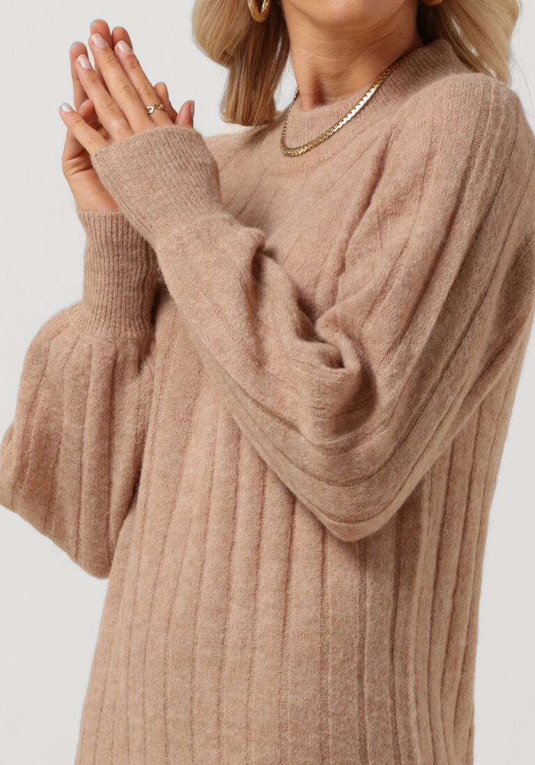 SELECTED FEMME taupe selected femme midi jurk glowie ls knit o-neck dress