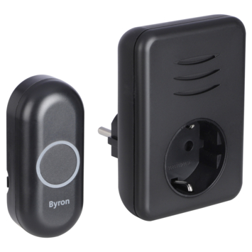Byron DBY-22353 Draadloze deurbelset plugin met stopcontact 150m zwart