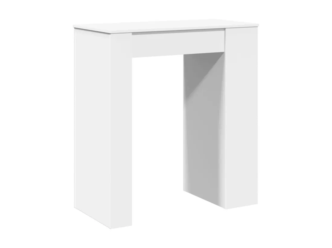Table de bar avec étagères blanc bois d'ingénierie
