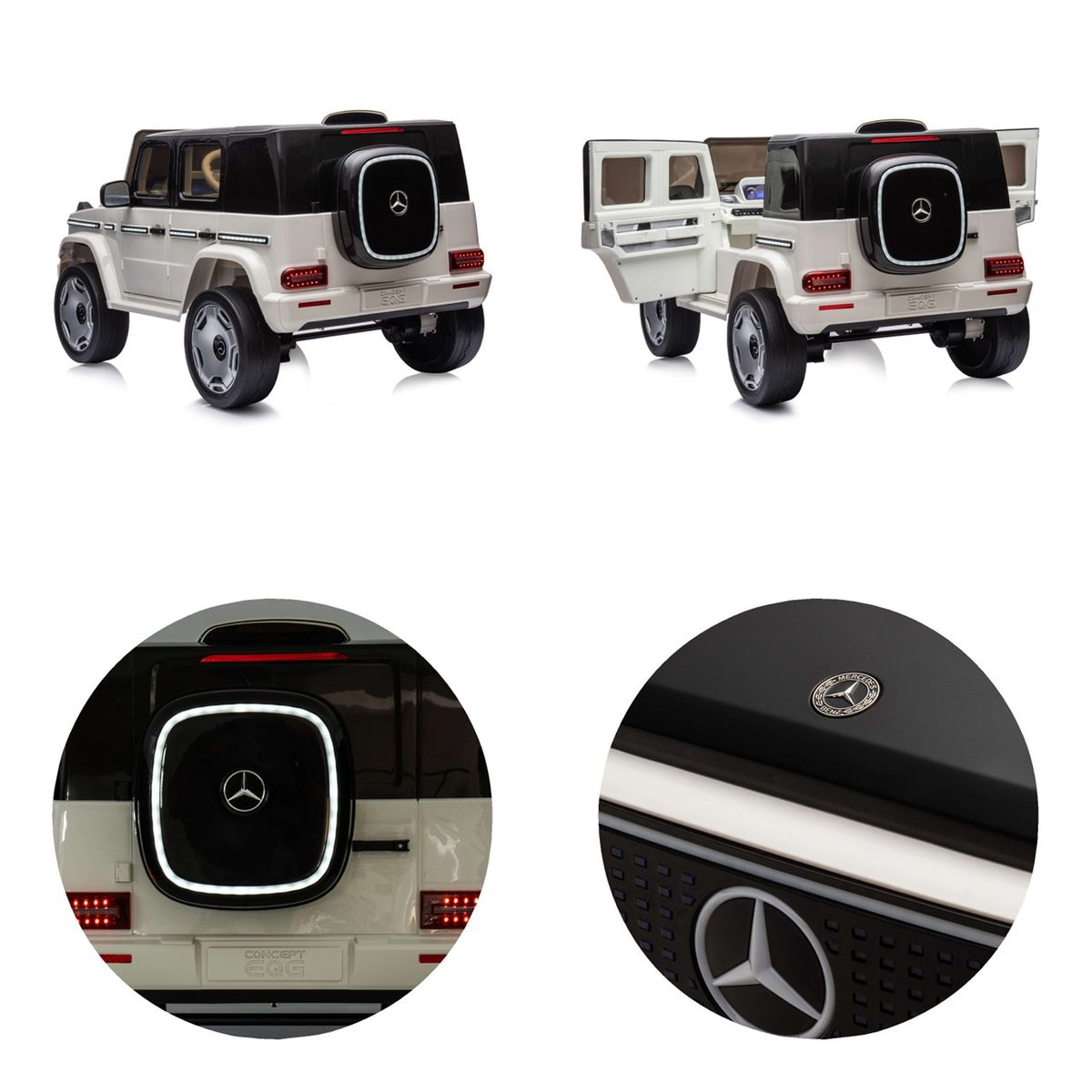 Chipolino Kinderelektroauto Mercedes SUV EQG, Gurt, Stoßdämpfer, Fernbedienung weiß
