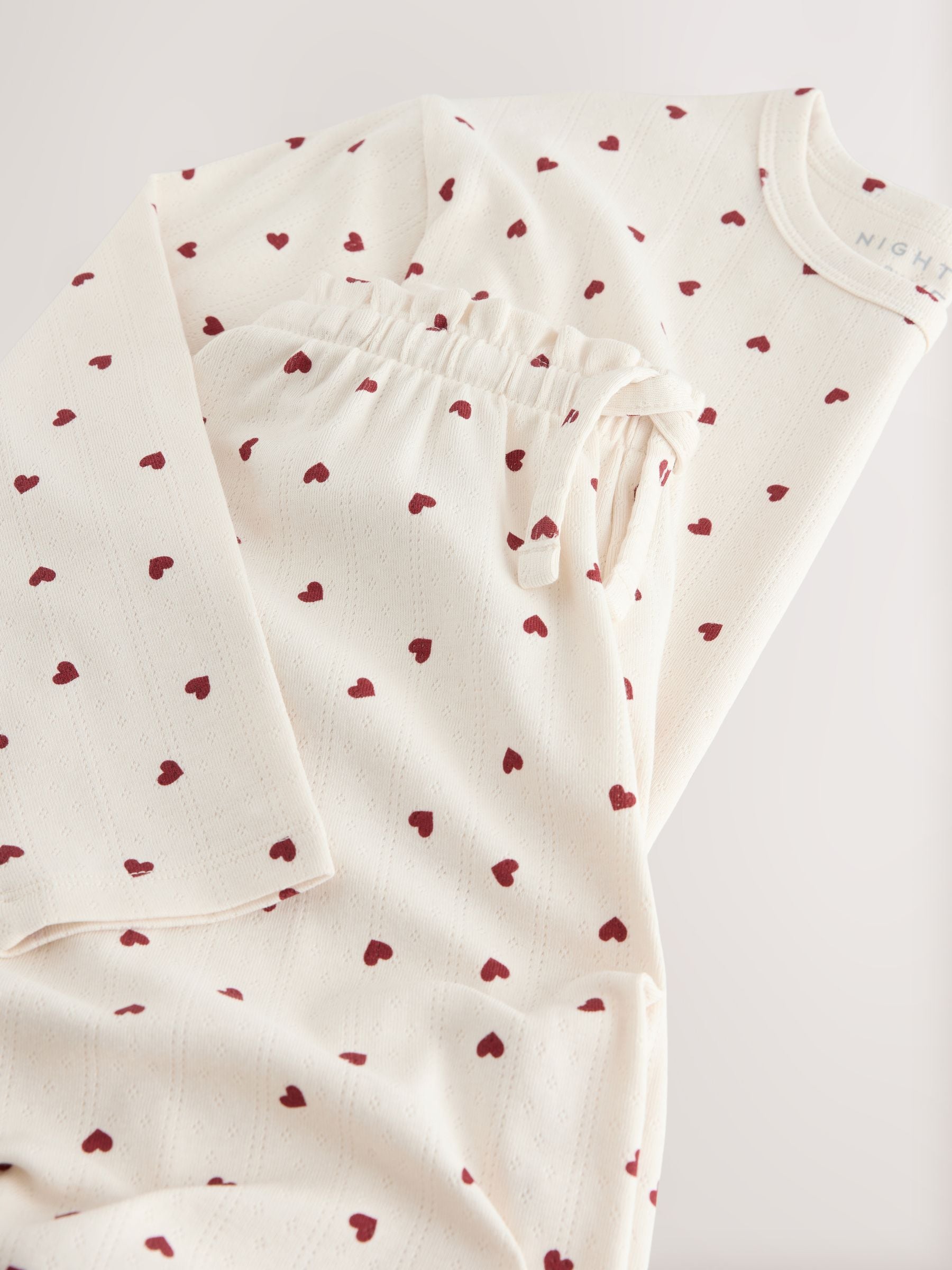 Ecru met hartenprint - Pointelle Pyjamas (2-16yrs)