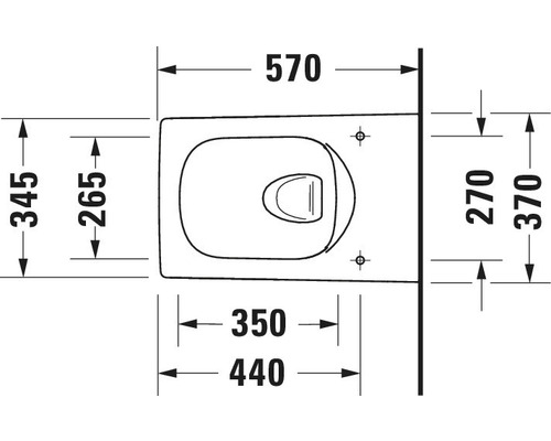 DURAVIT wandcloset Viu, diepe spoeling, open rand, glanzend wit met coating, zonder toiletzitting 25110900001