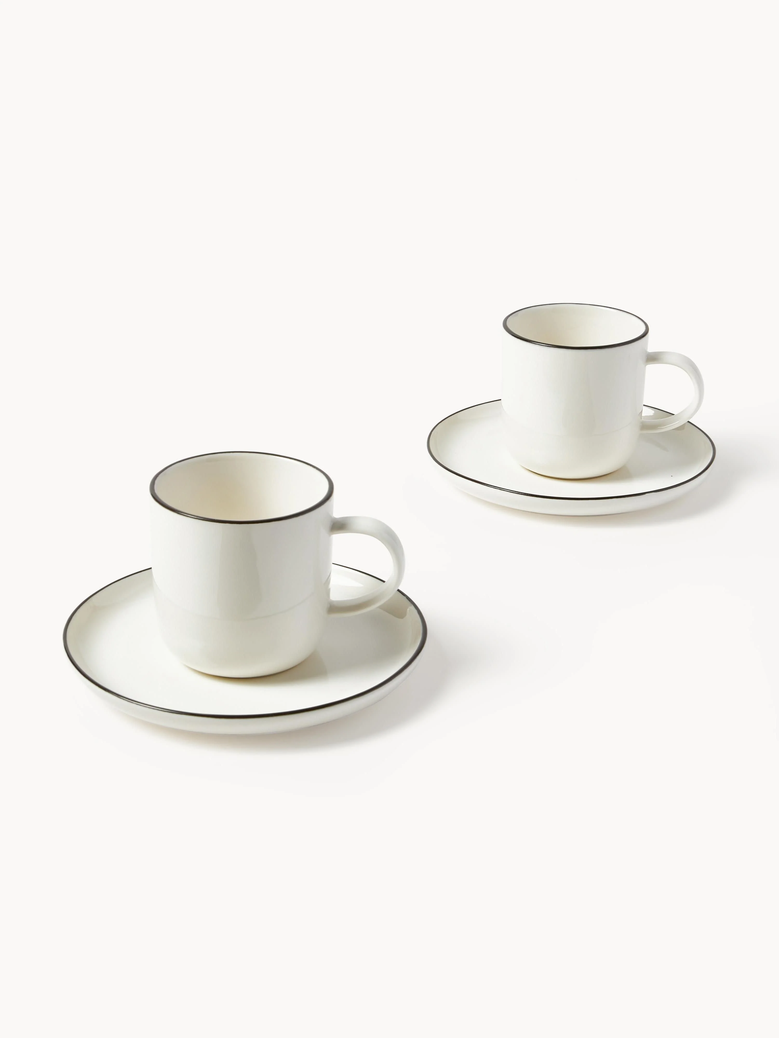 Porseleinen koffiekopjes Facile met schotels, 2 stuks
