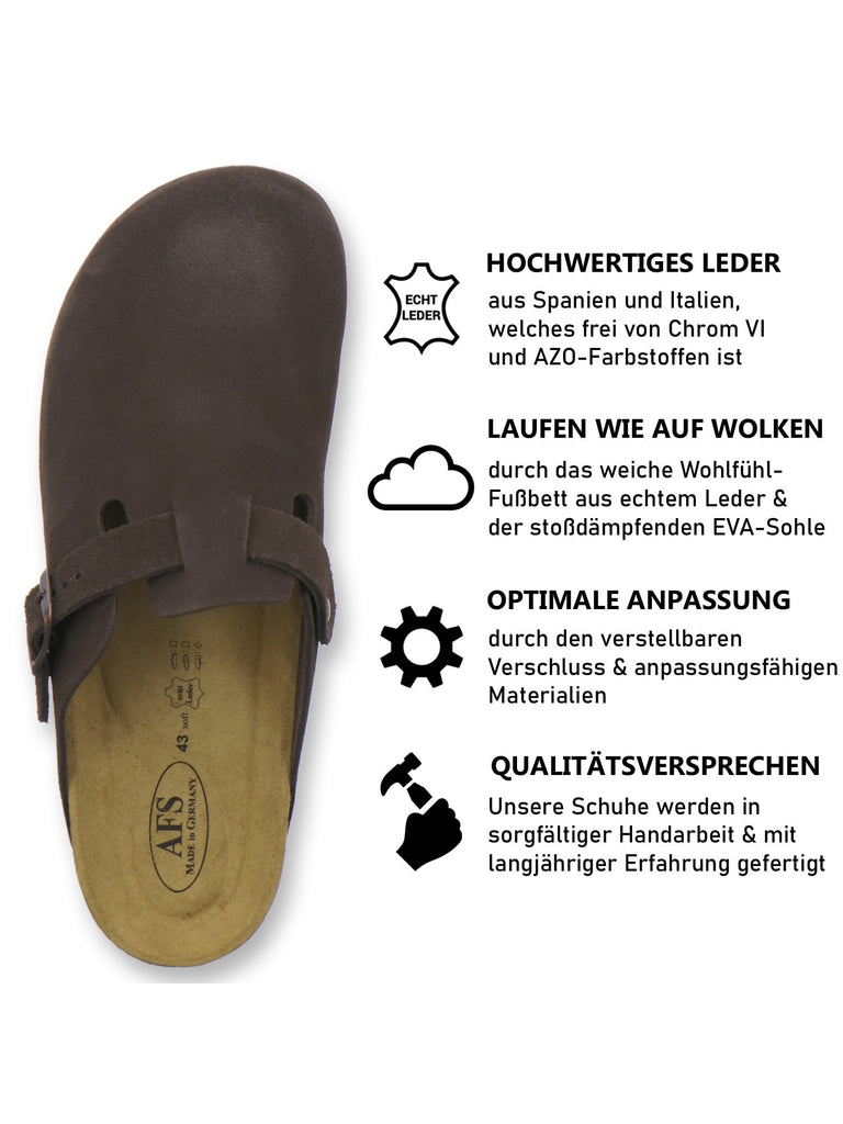 Clogs Herren Leder espresso Velour