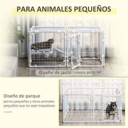 Parque para animais de estimação Pawhut com cerca de metal branco