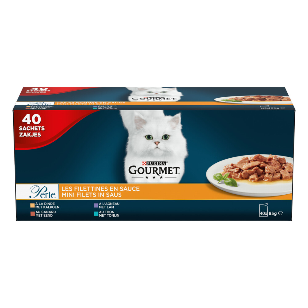 Gourmet Perle Mini Filets in SausKalkoen, Eend, Tonijn & Lam40 x 85 gr