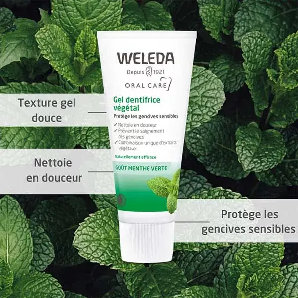 Creme dental em gel Weleda Oral Care com ingredientes de origem vegetal, pacote com 2 unidades de 75ml