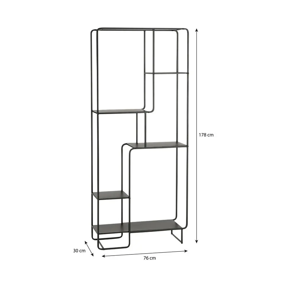 Mica Decorations Jules Open kast - L76 x B30 x H178 cm - Zwart