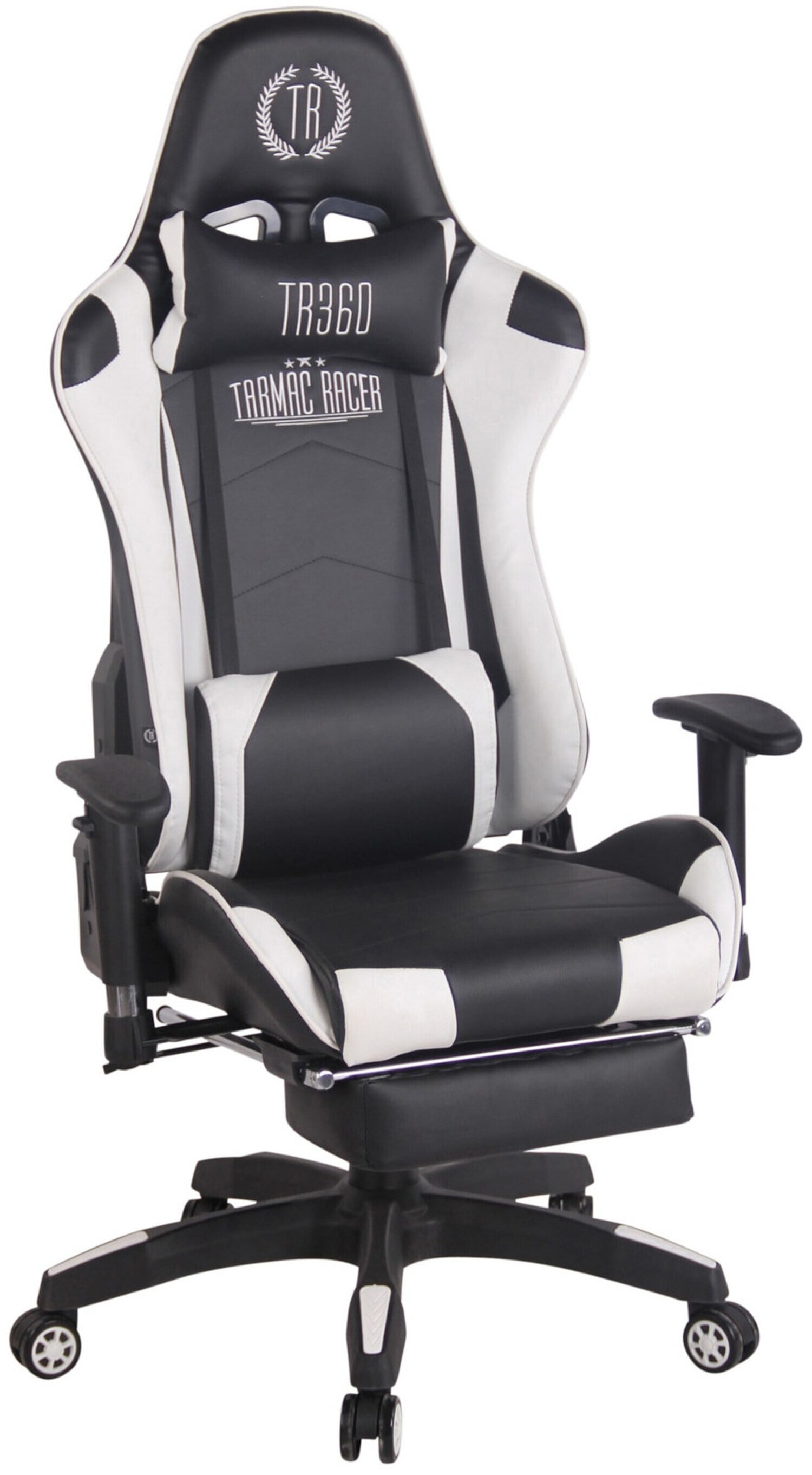 TPFLiving Racing Bürostuhl Turbine mit Fußablage Schwarz/Blau