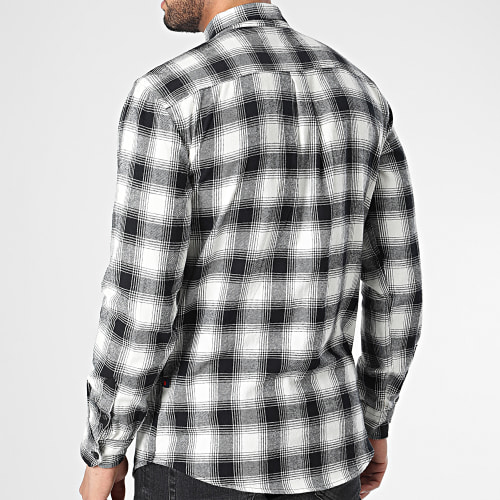 Chemise Manches Longues A Carreaux 10022 Blanc Noir