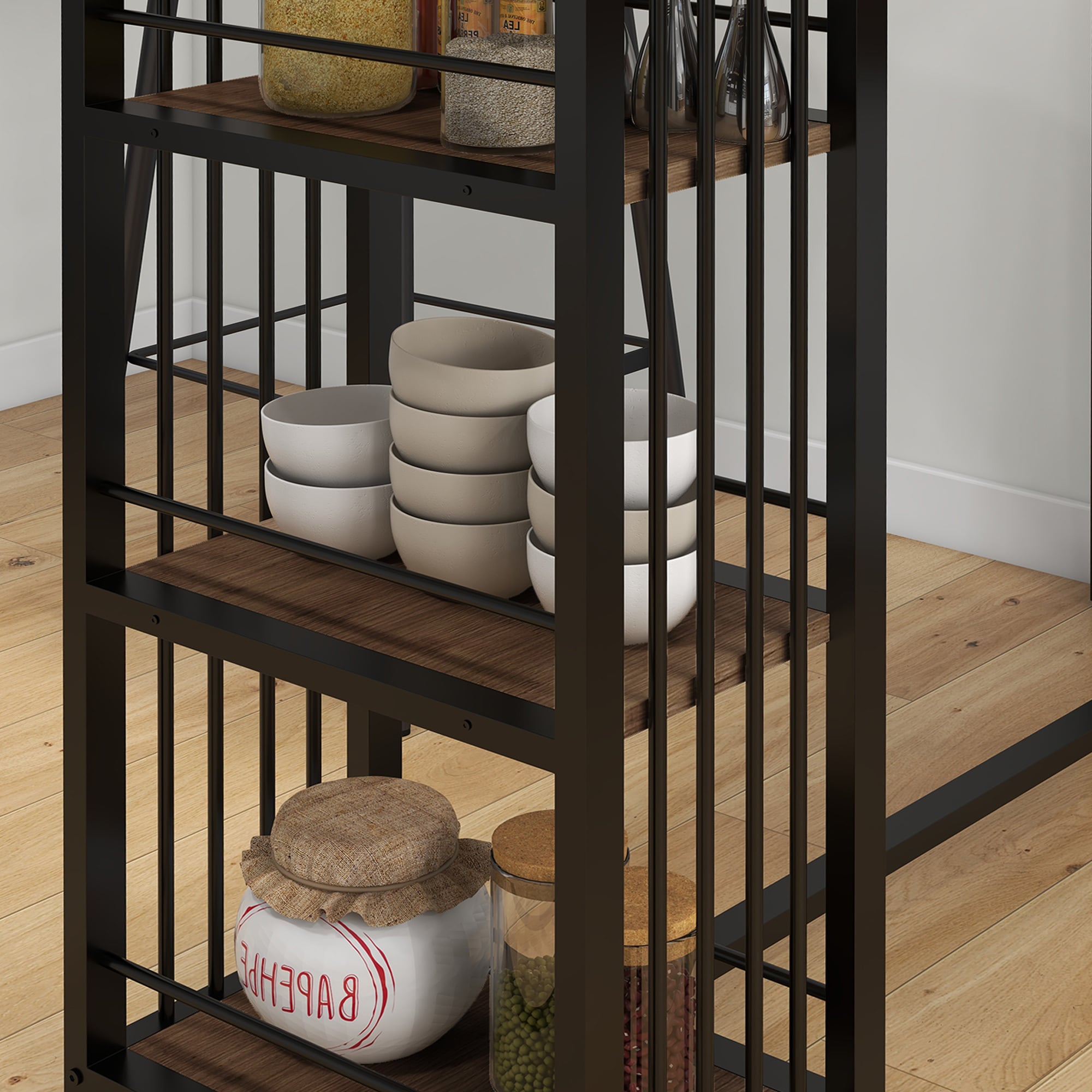 HOMCOM Bartisch mit 3 Ablagefächern braun 120L x 40B x 105H cm
