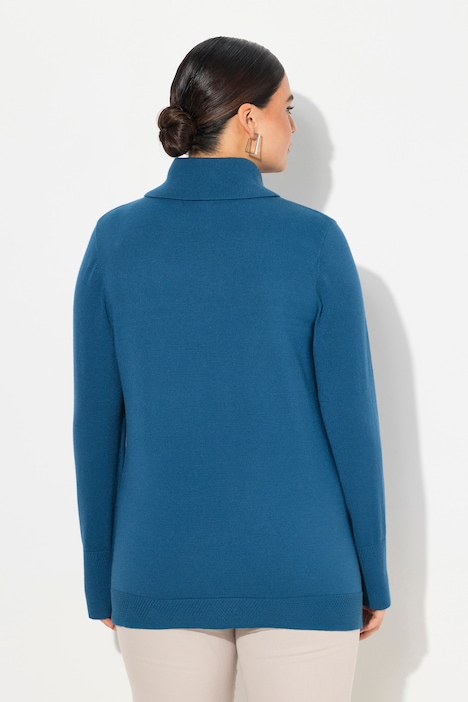 Rollkragenpullover, breite Rippbündchen, Langarm