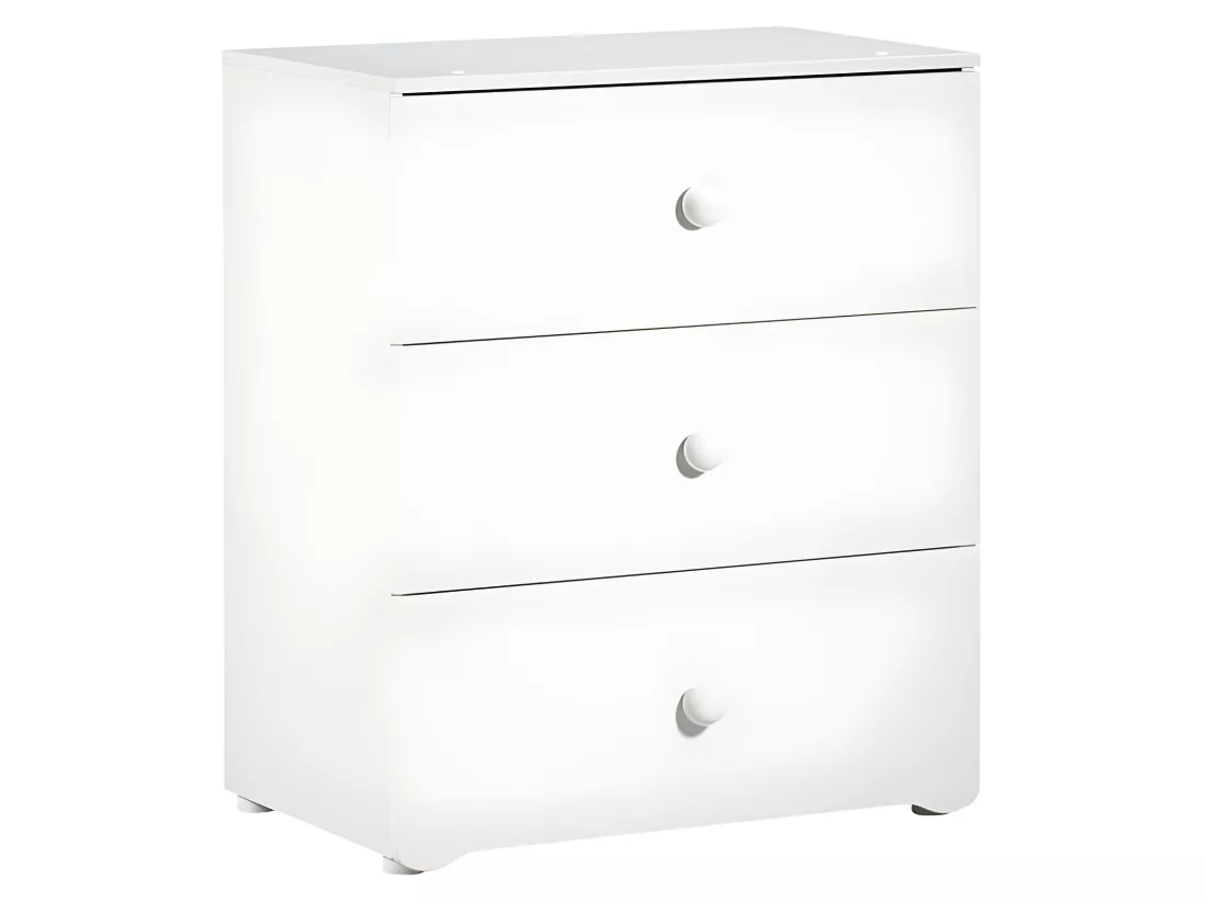 BABY PRICE New Basic Commode a langer 3 tiroirs - Boutons boule blancs