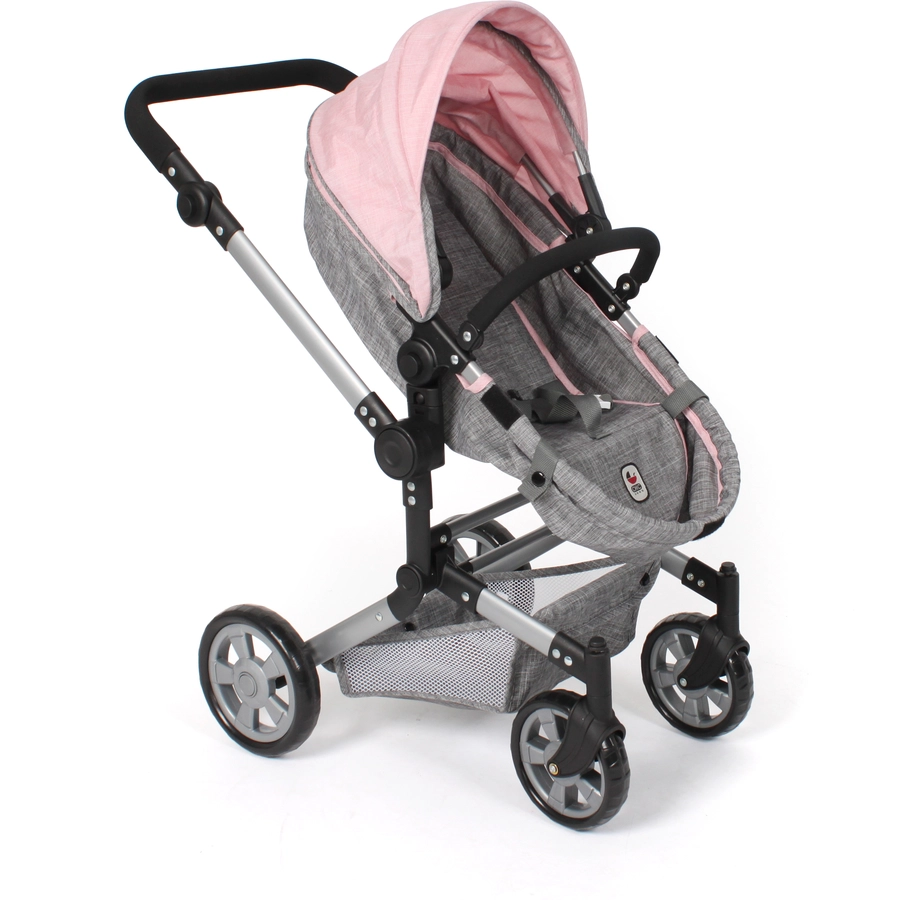 BAYER CHIC Kombi Puppenwagen LINUS melange grau rosa