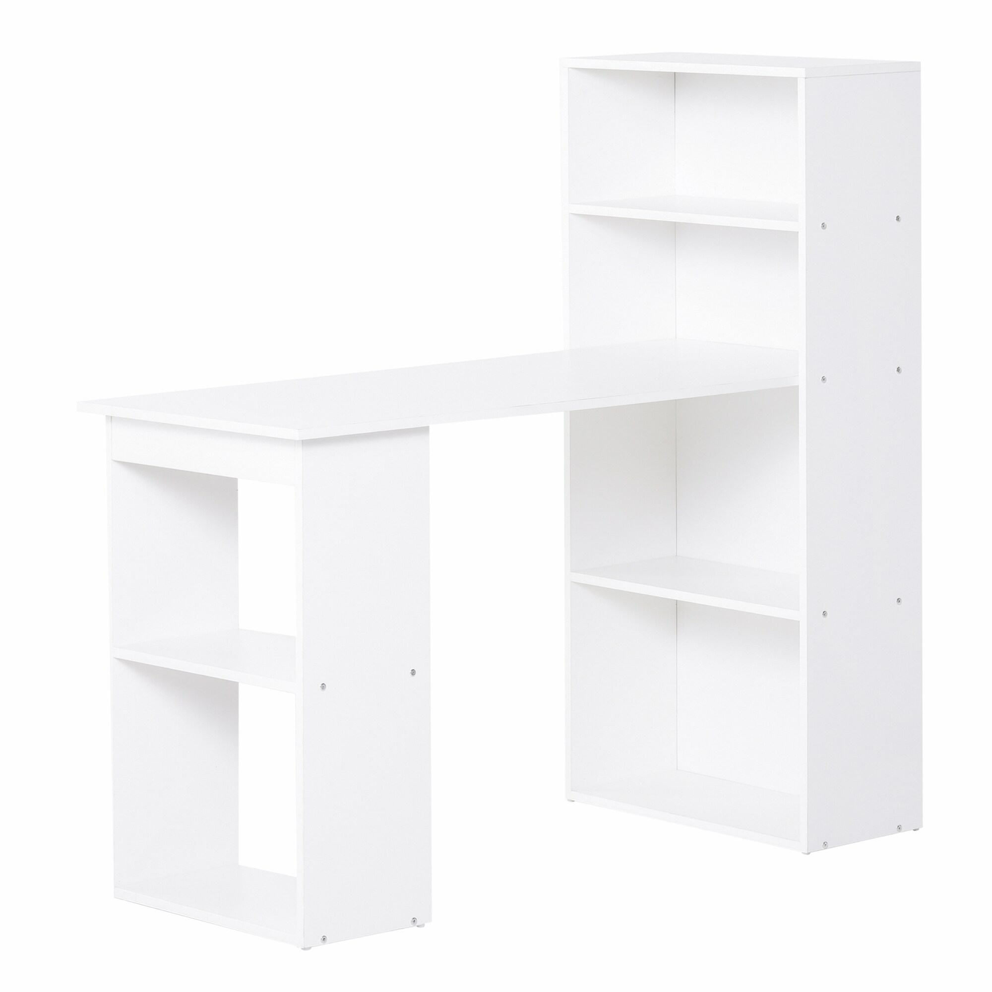 HOMCOM Schreibtisch mit 6 Ablagefächer weiß 120L x 55B x 120H cm