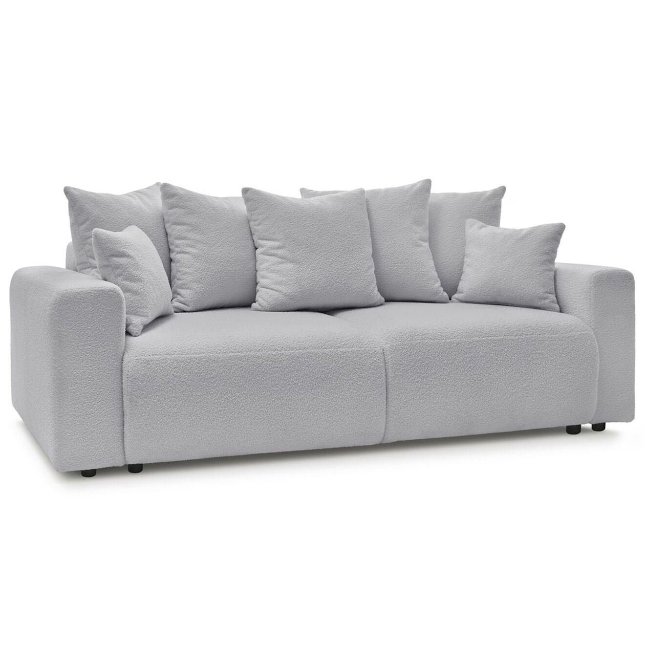 Bobochic Canapé 3 places convertible velours bouclette Envy gris clair - 245x102x88 cm