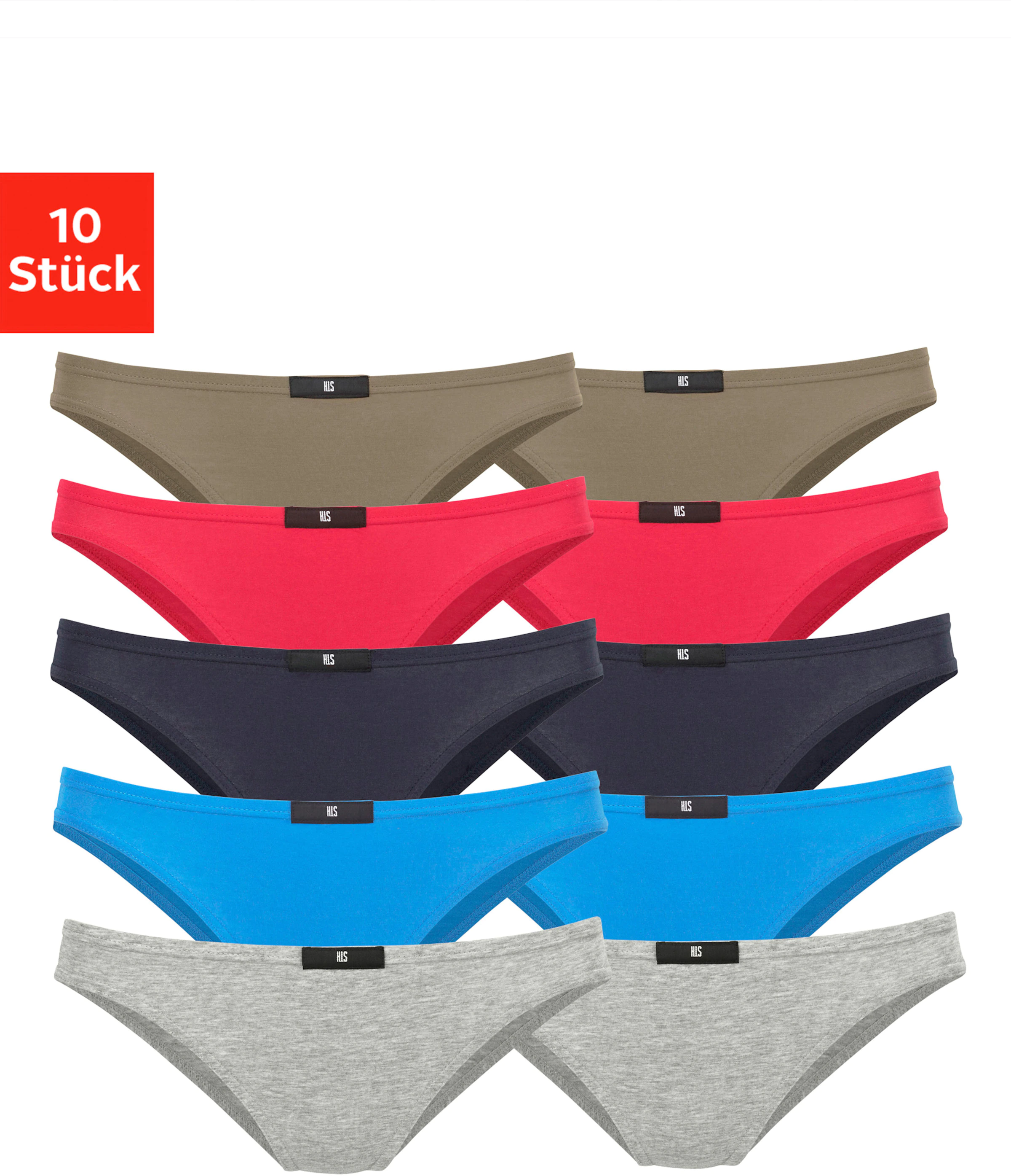H.I.S Slip in rot-rot, marine, blau, khaki, grau-meliert