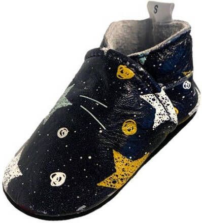 Babysteps Doodle Stars leren babyslofjes met sterrenprint zwart Leer 20 21