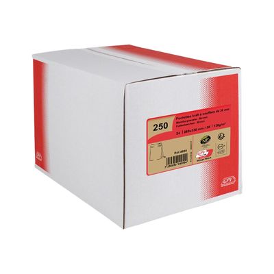 GPV Pack'n Post - 250 Pochettes kraft à soufflets 260 x 330 mm - 120 gr - bande adhésive