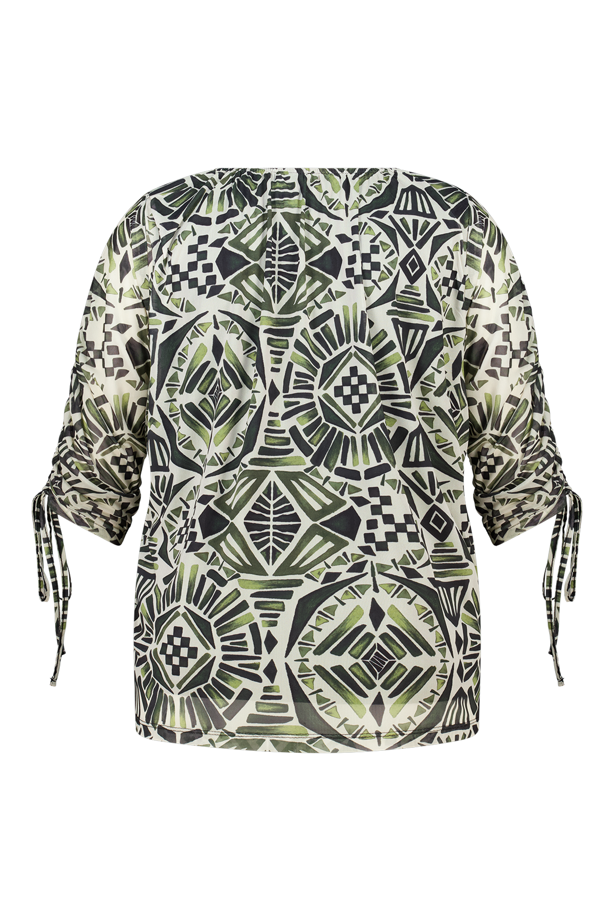Blouse met print en drawstring mouwen Multi Green