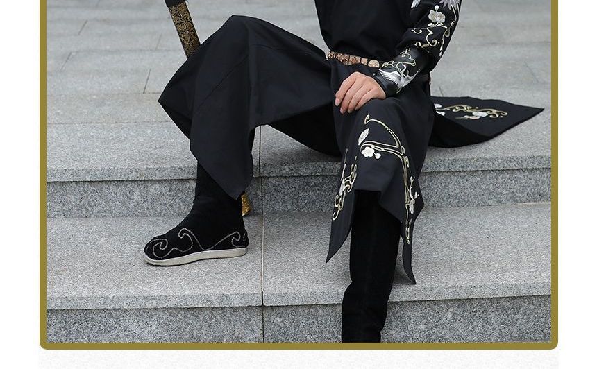Pinocle - Kraanvogel Hanfu met lange mouwen, lange top / mouwen / riem