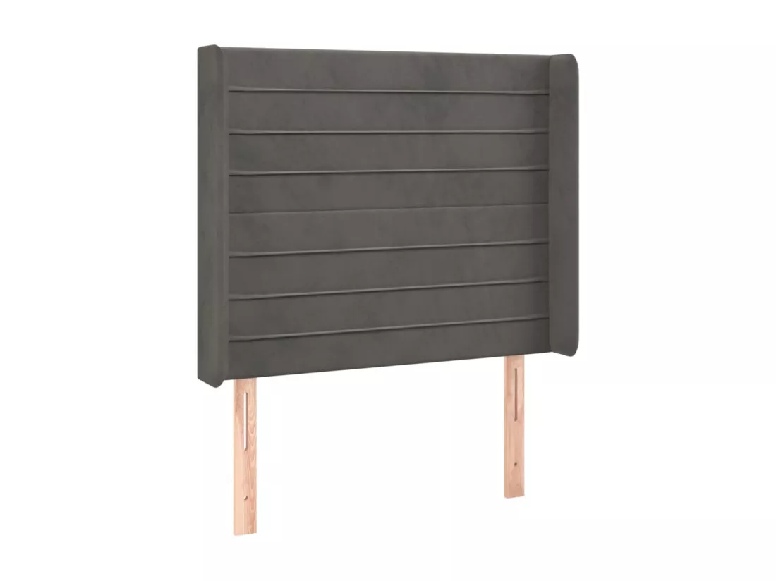 Sommier tapissier et matelas et LED Gris foncé 90x190cm Velours
