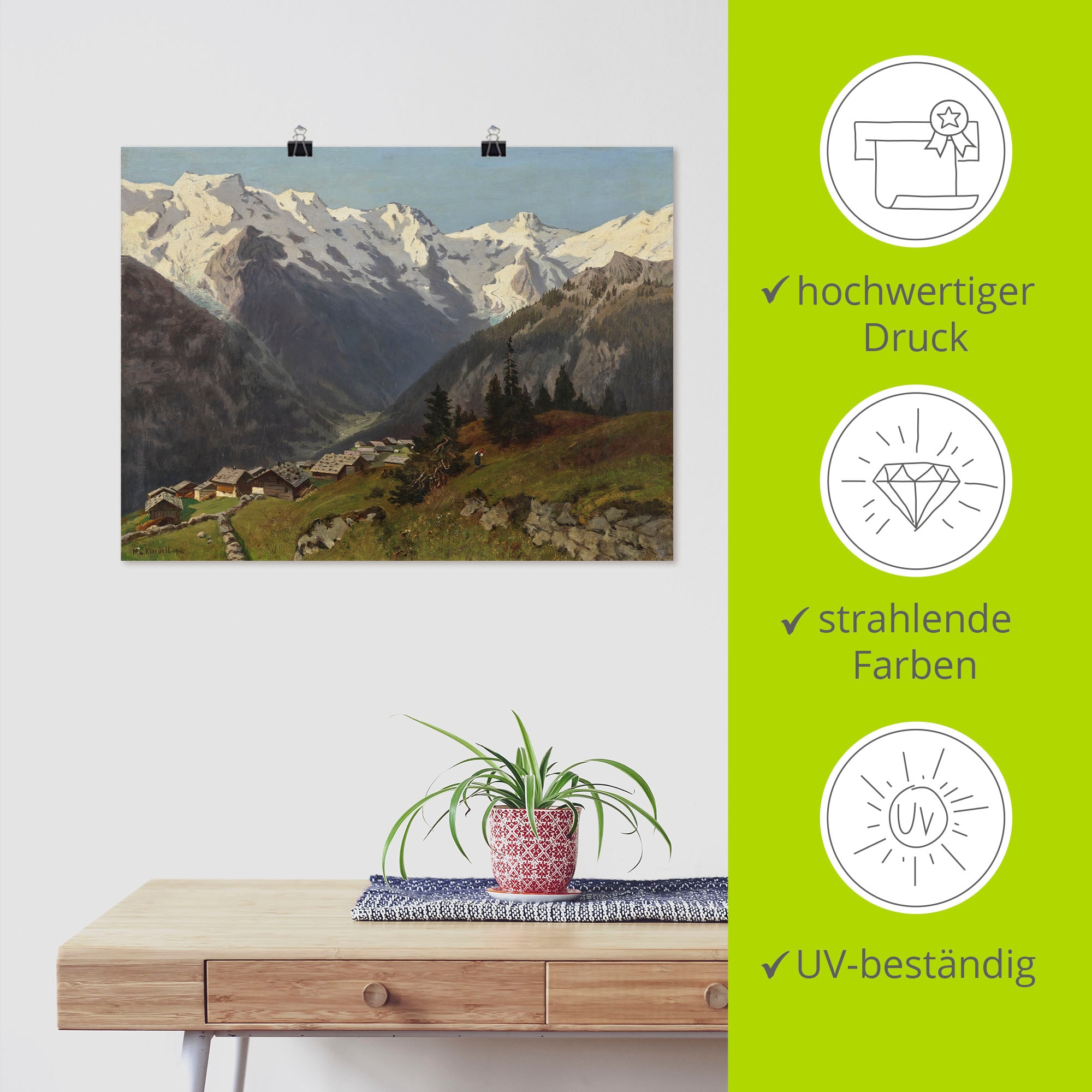 Artland Poster »Mürren im Berner Oberland, Schweiz. 1913« Berge & Alpenbilder 1 Stk. tlg. als Alubild, Leinwandbild, Wandaufkleber oder Poster in versch. Grössen