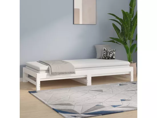 Lit coulissant Blanc 2x(90x200) cm Bois de pin massif