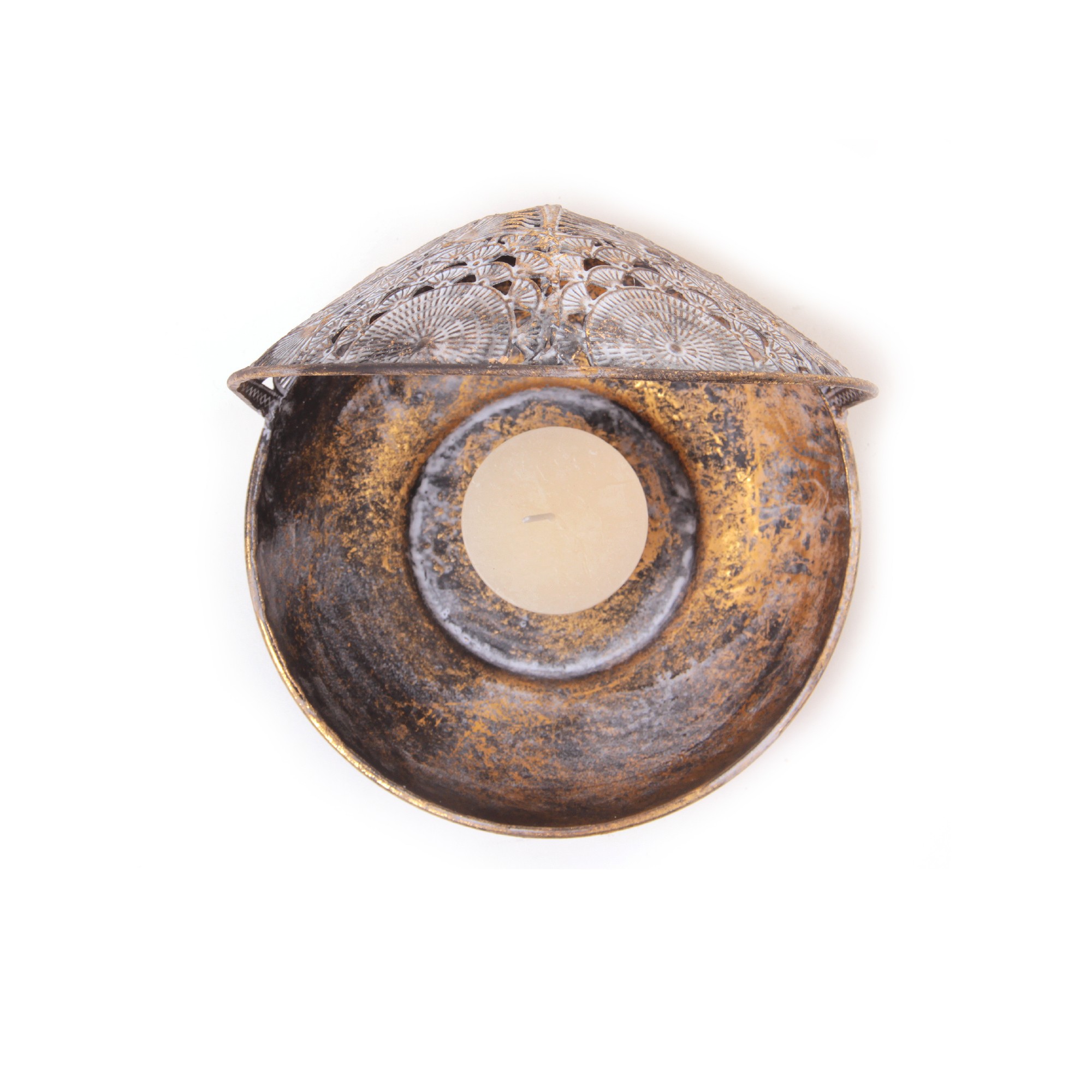 Laterne 'Cesnelle', antik gold, Ø 16 cm, H 16 cm von fischer's lagerhaus