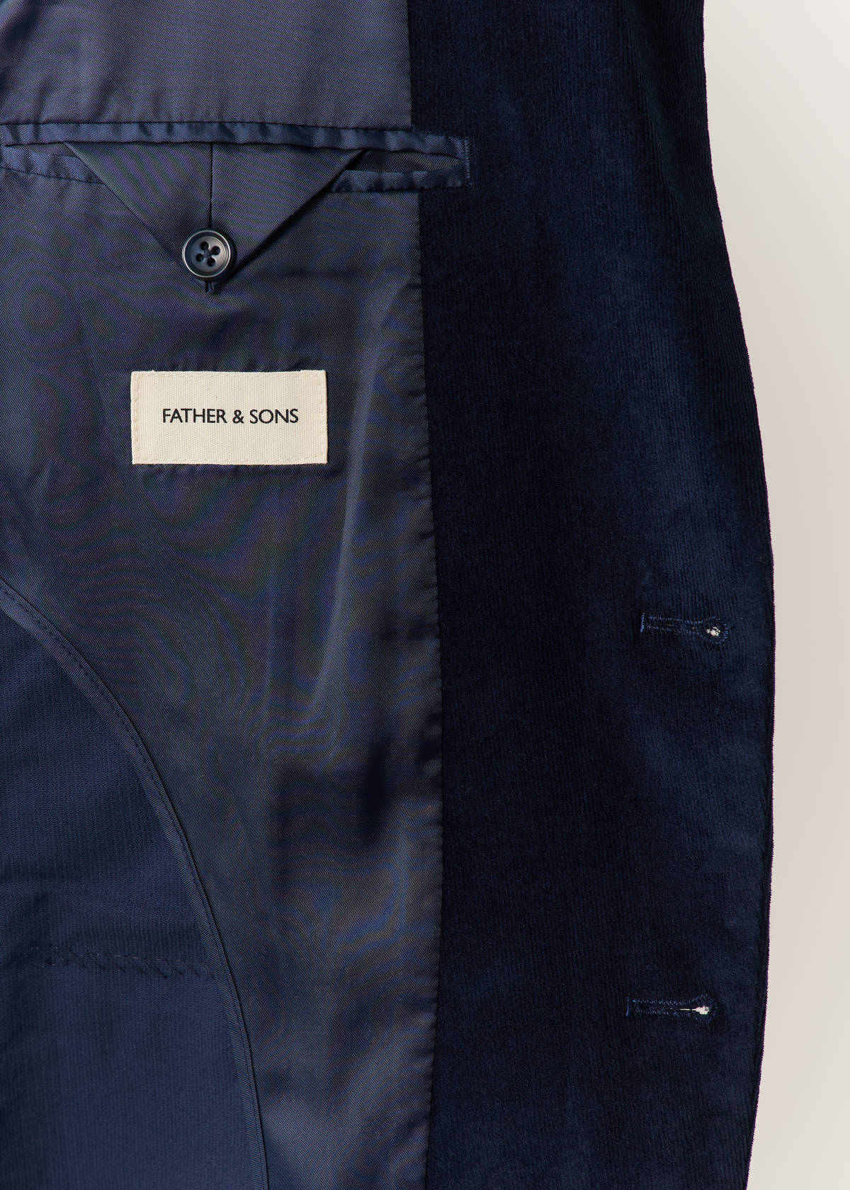 Veste coordonnable Regular en velours côtelé uni bleu marine
