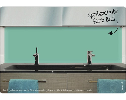 Badkamer achterwand mySPOTTI aqua mint 90x45 cm