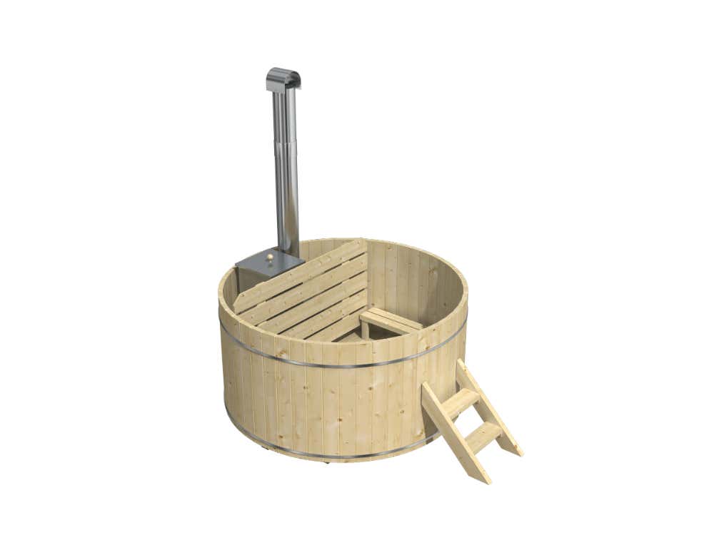FinnTherm Bergen houten hottub met montagemateriaal, natuurlijke afwerking
