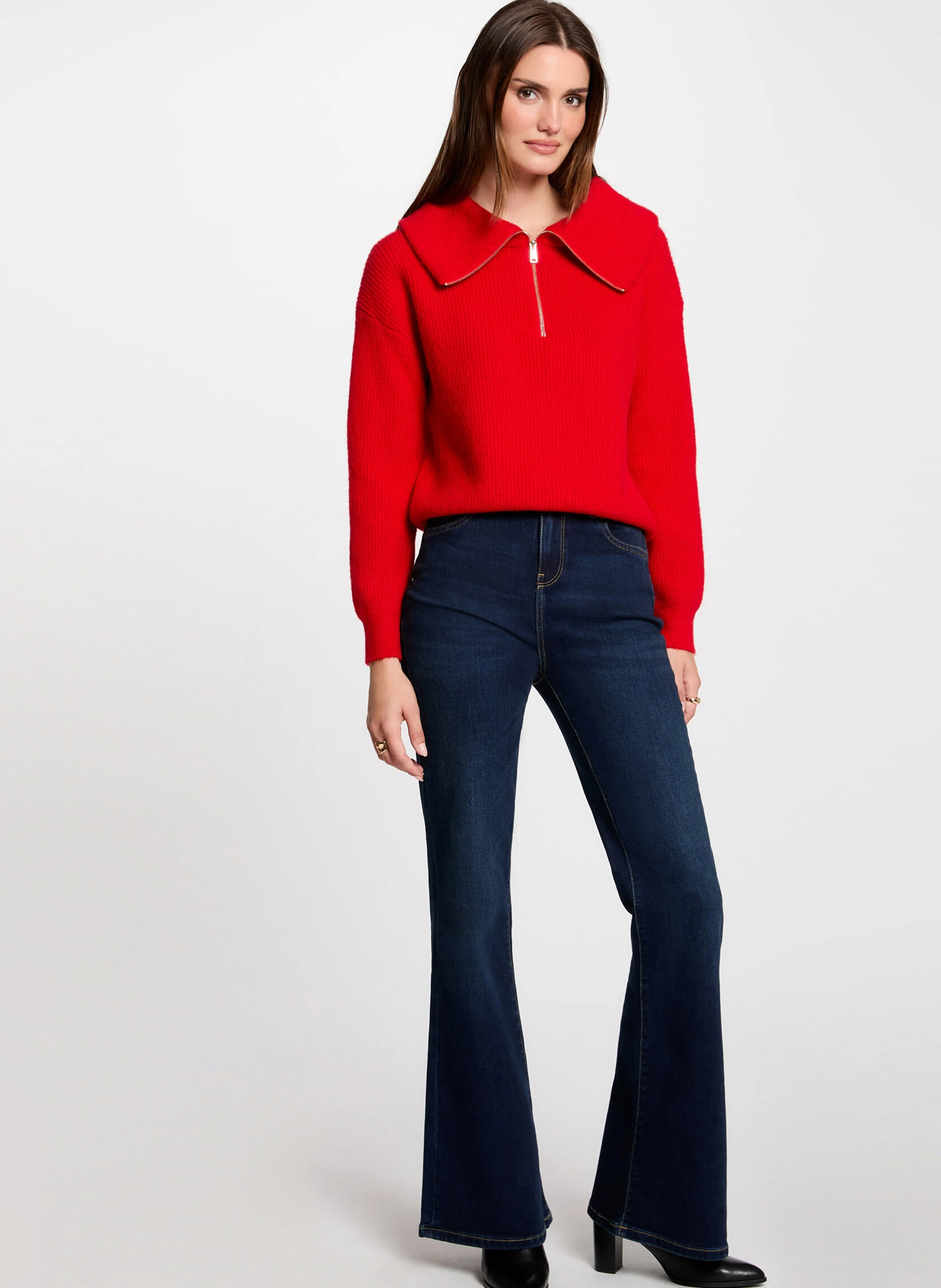 MCOLAR - Pull droit col camionneur | Rouge