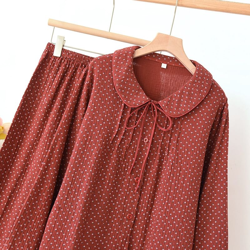 Somnus - Pyjamaset: Top met lange mouwen en bloemenprint + broek