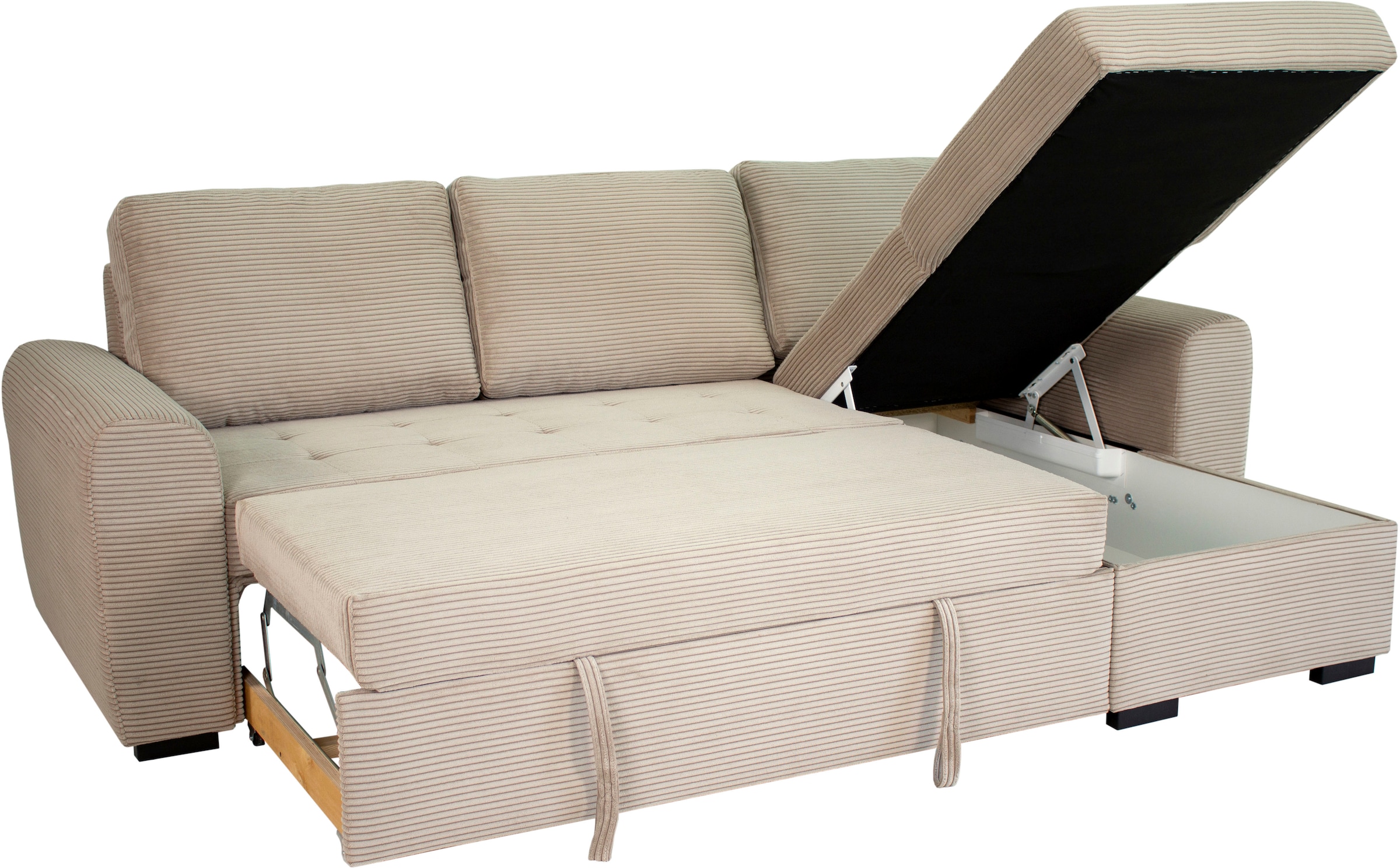 Trends by HG Ecksofa »Poll L-Form, B: 245 cm« mit Bettfunktion & Bettkasten
