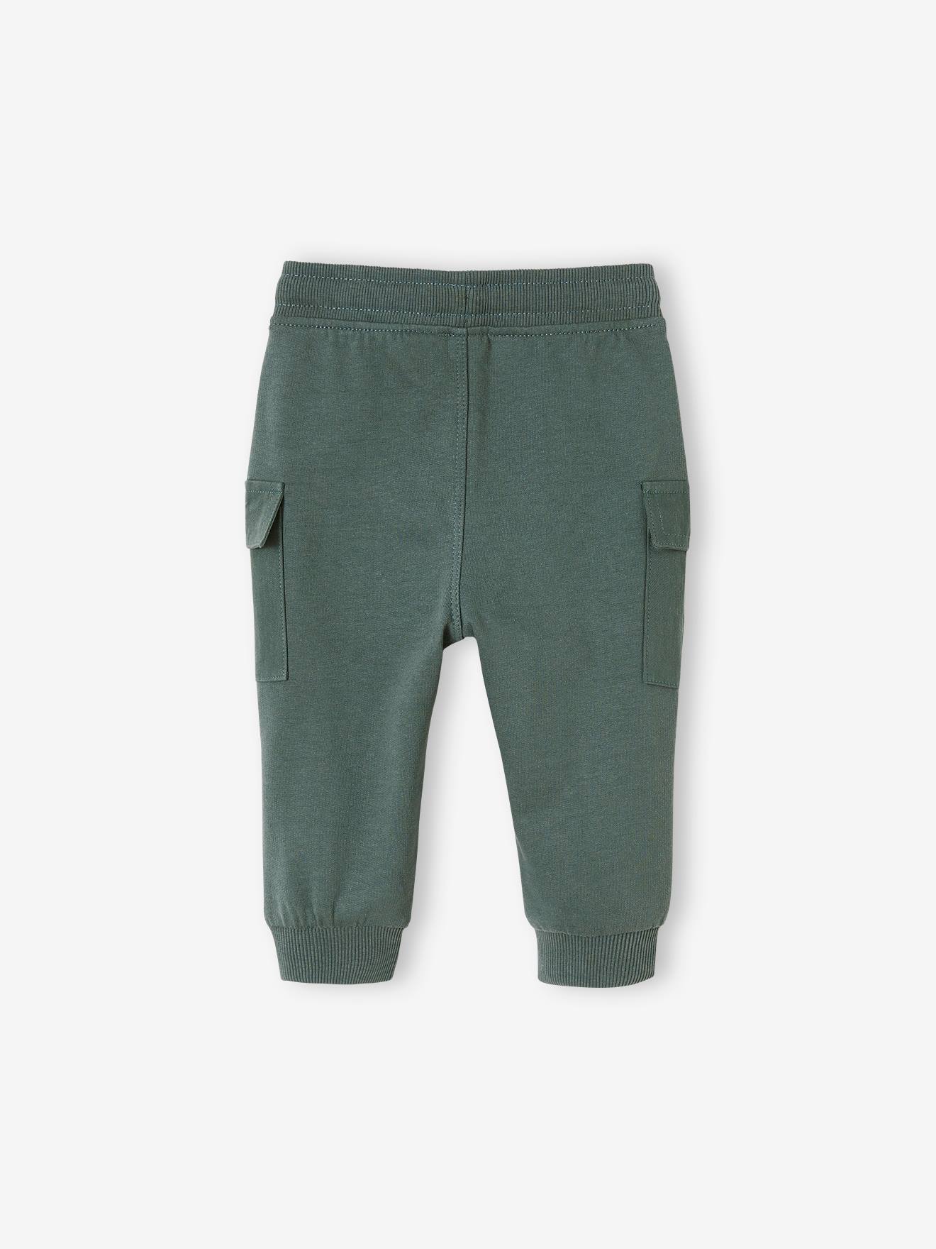 Calça cargo lisa de lã verde-escura para bebê