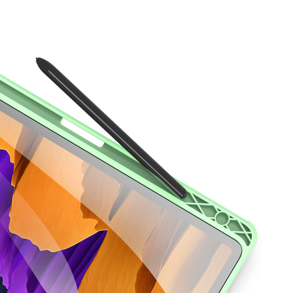 Samsung Galaxy Tab S8 / Tab S7 Leder Tasche Smart Cover Schutzhülle   S-Pen Halter - Grün