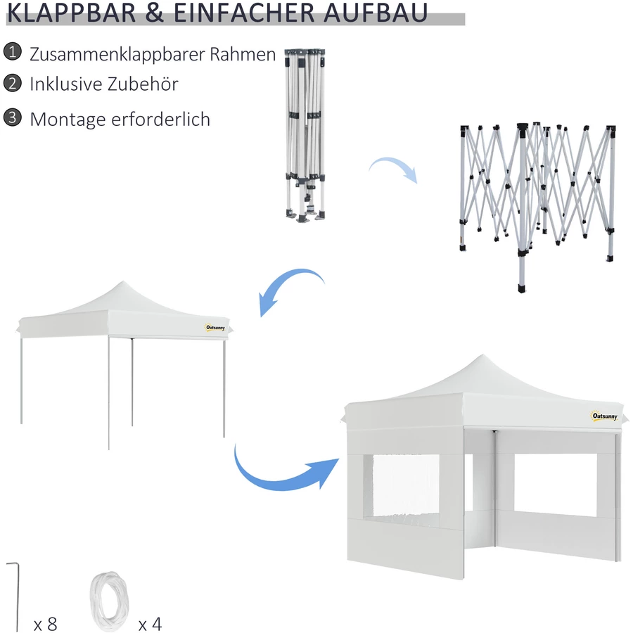Outsunny Pavillon mit Seitenwänden weiß