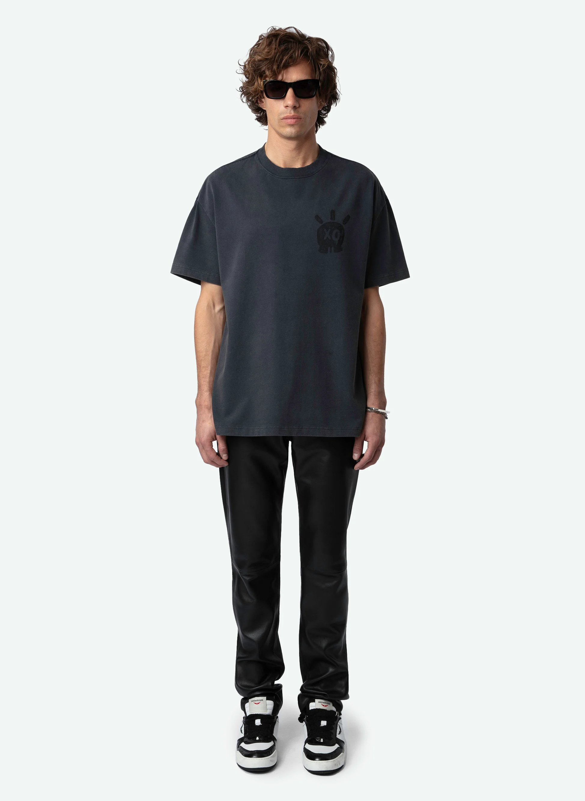 TEDDY - Tee-shirt col rond droit en coton | Bleu