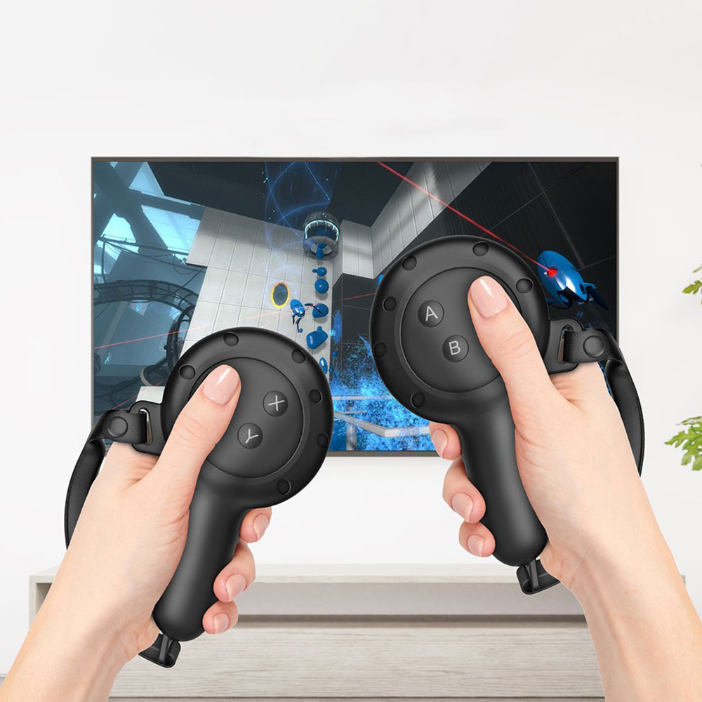 (3er Set) Meta Quest / Oculus Quest 3 Controller Silikon Grip Schutzhülle mit Handschlaufe   Silikon Brillen-Schutz Abdeckung - Grau