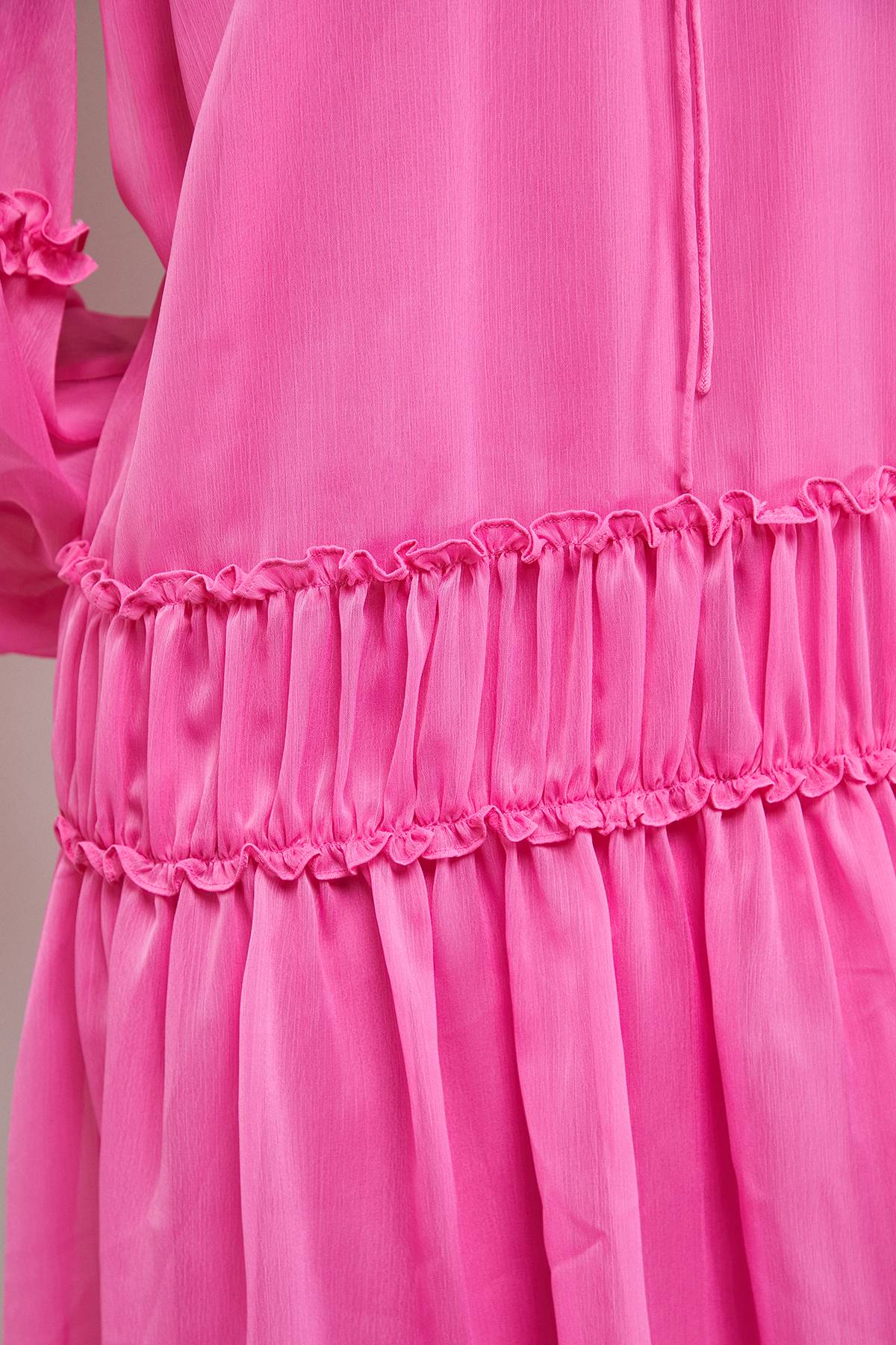 Oasis Robe Mini en Mousseline Unie à Fronces Devant et Col Noué