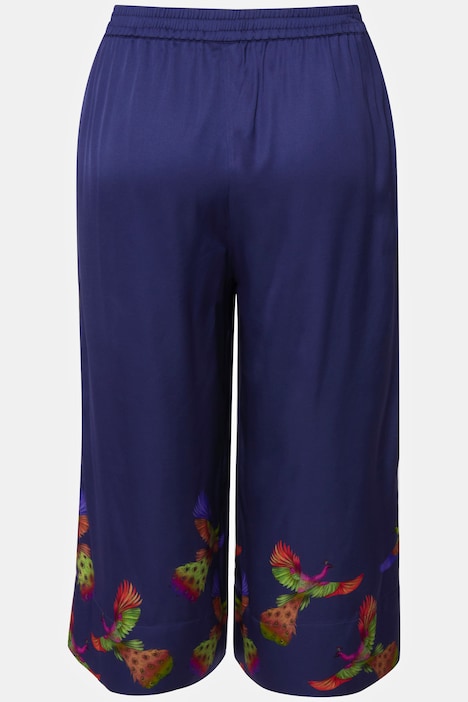 3/4-Satinhose Mary, Vogel-Design, Elastikbund