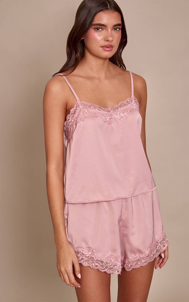 Rose Ensemble De Nuit En Satin Avec Sac Cadeau