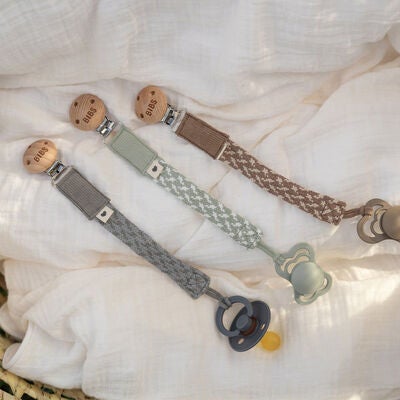 BIBS Smokkholder Pacifier Braid, Cloud/Iron
