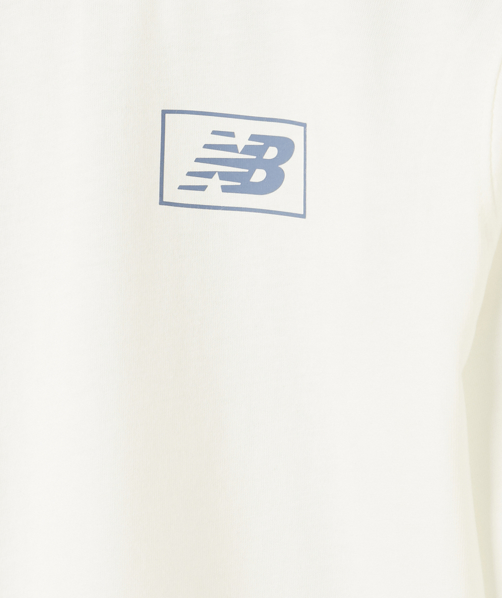 NEW BALANCESWEAT À CAPUCHE RAS DU COU BLANC CASSÉ LOGO BLEU ENFANT