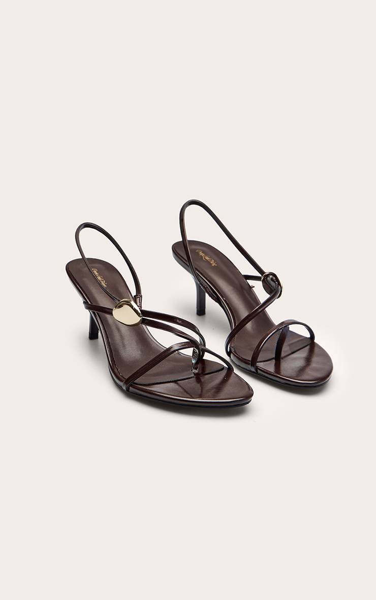 Chocolat Sandales À Talons À Brides Avec Finitions Dorées