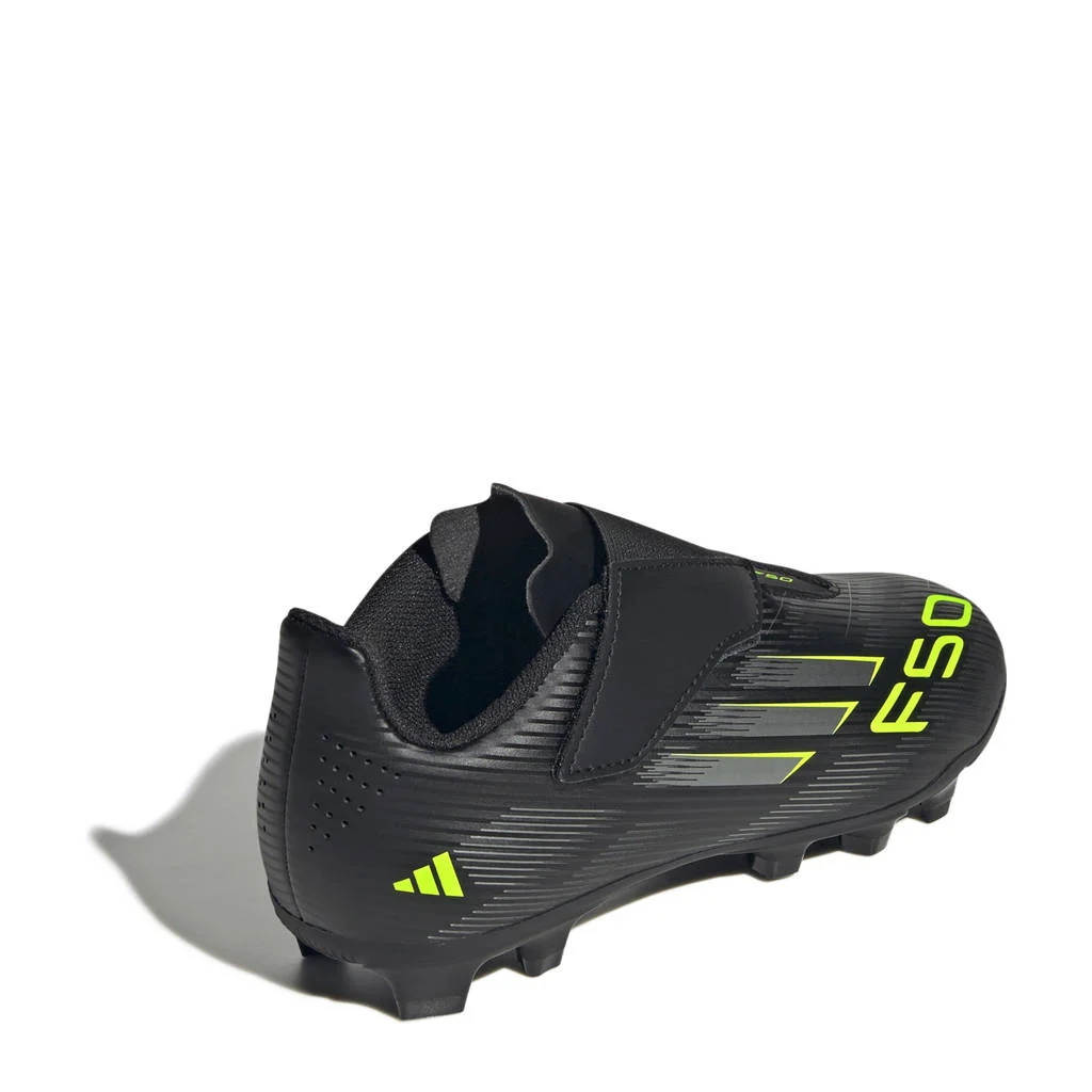 adidas Performance F50 Club Velcro FG/MGjunior voetbalschoenen zwart/zilvergrijs/geel