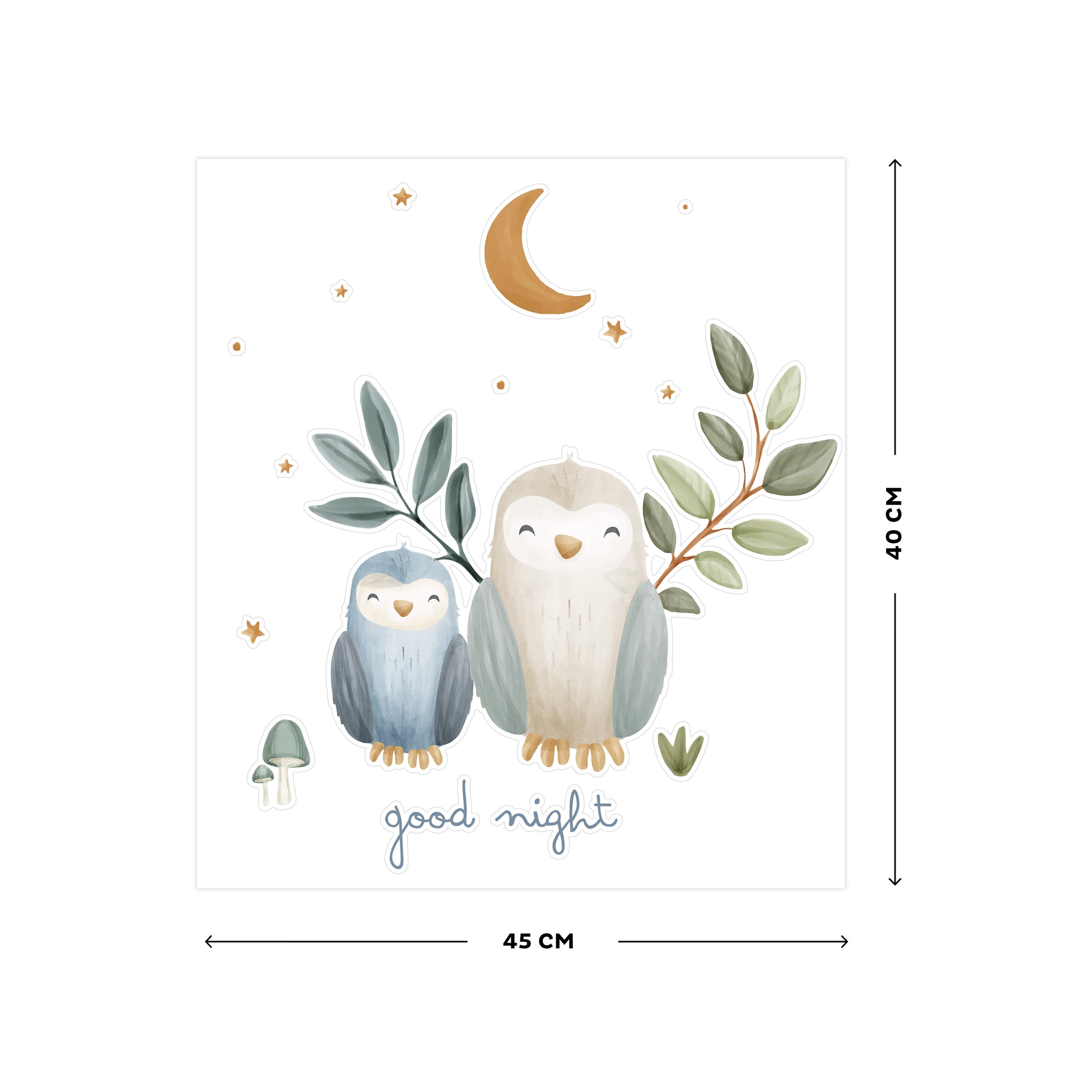 Little Dutch Forest Friends Muurstickers - 45x40cm - Uilen