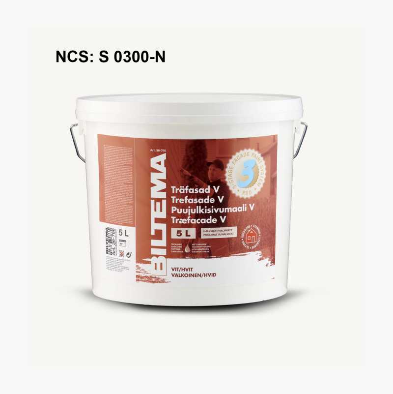 Trefasade V, hvit, 5 liter